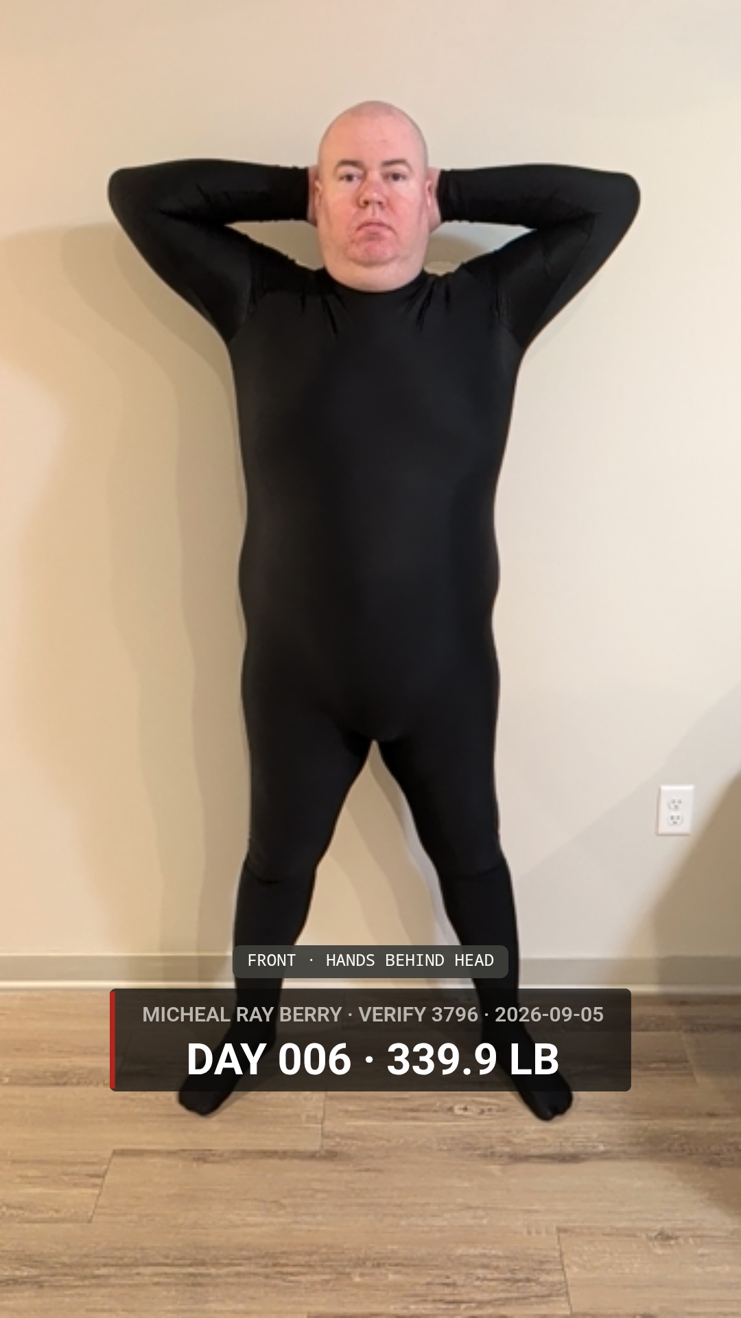 Micheal Ray Berry daily accountability photo — 2026-09-05, 339.9 LB, front view, public accountability record