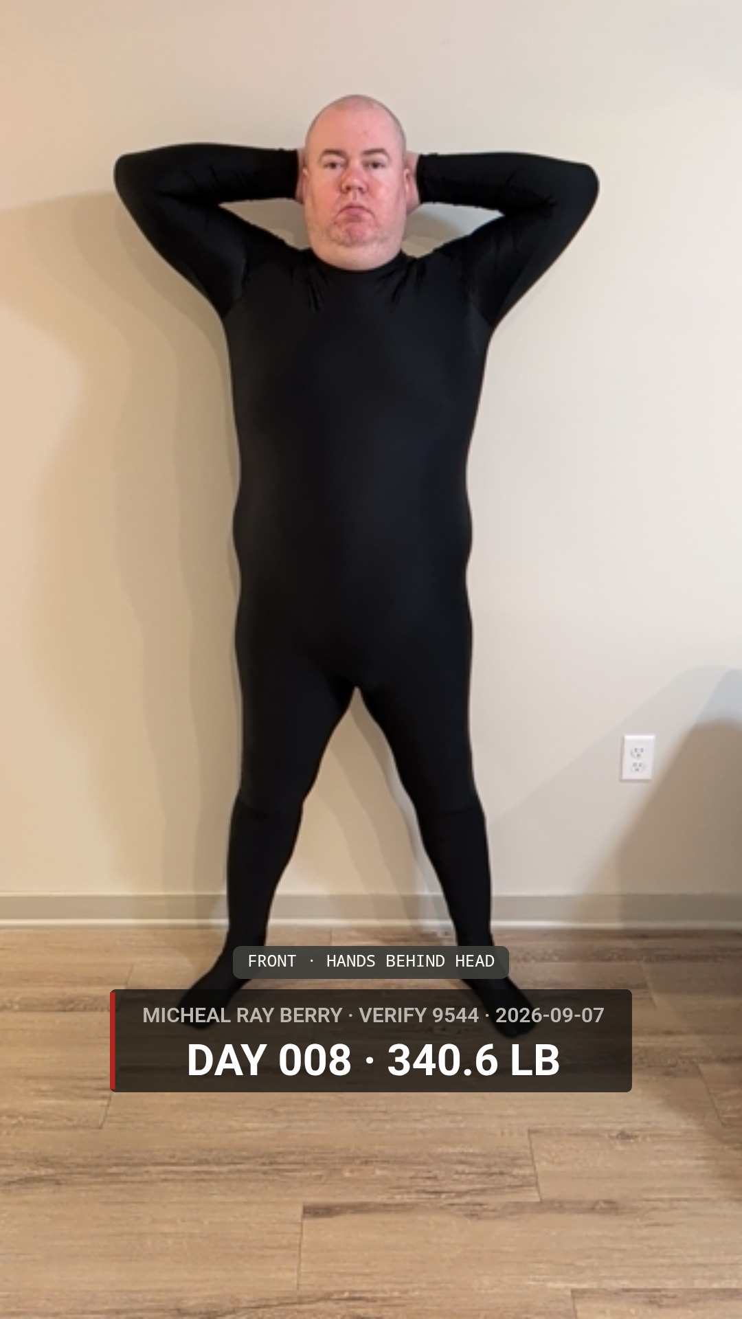Micheal Ray Berry daily accountability photo — 2026-09-07, 340.6 LB, front view, public accountability record