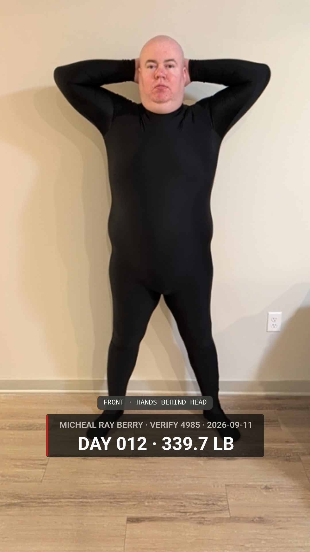 Micheal Ray Berry daily accountability photo — 2026-09-11, 339.7 LB, front view, public accountability record