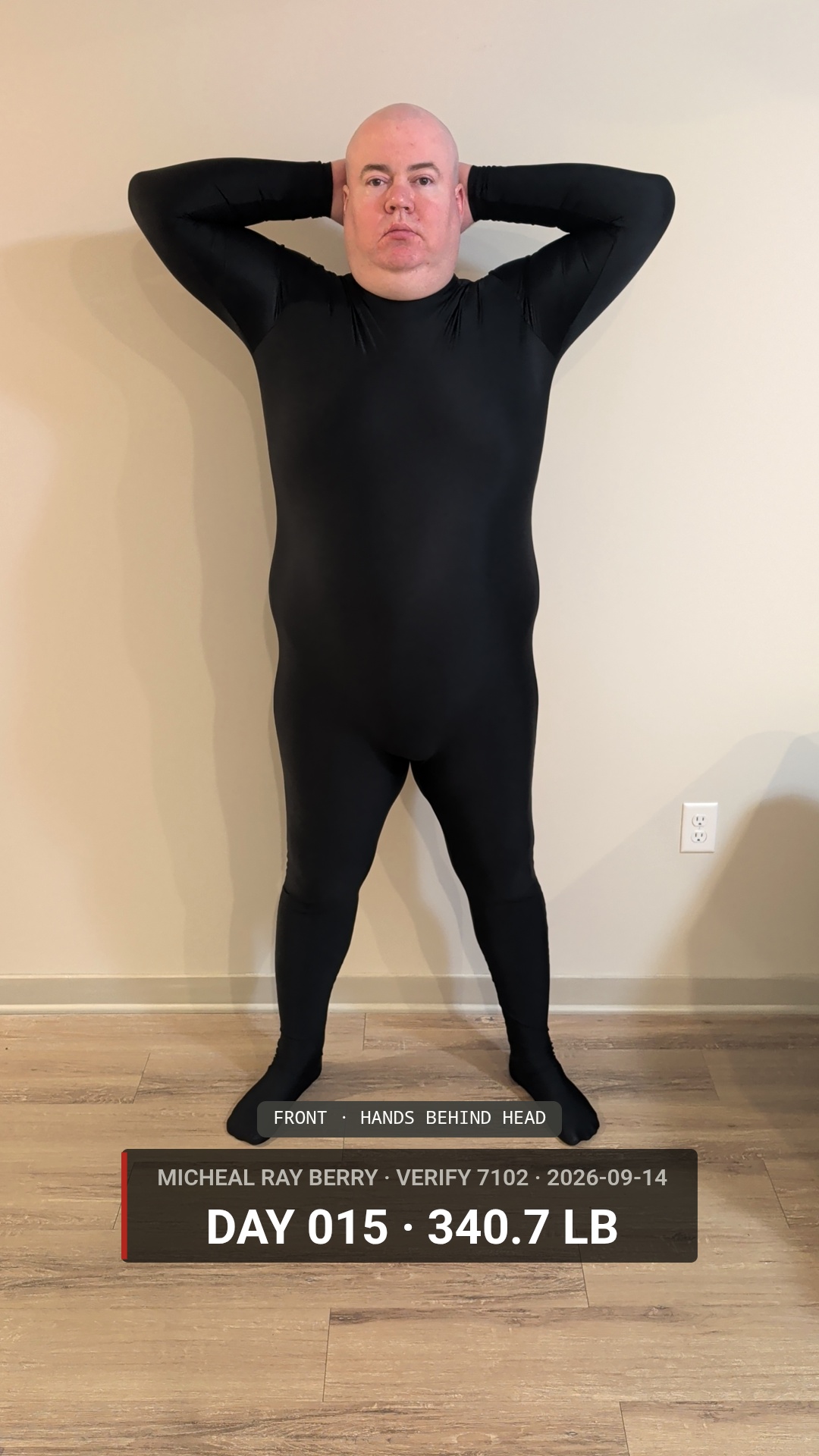 Micheal Ray Berry daily accountability photo — 2026-09-14, 340.7 LB, front view, public accountability record